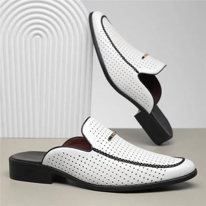 Vistaro Perforated Slip-On Mule Loafers