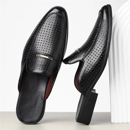 Vistaro Perforated Slip-On Mule Loafers