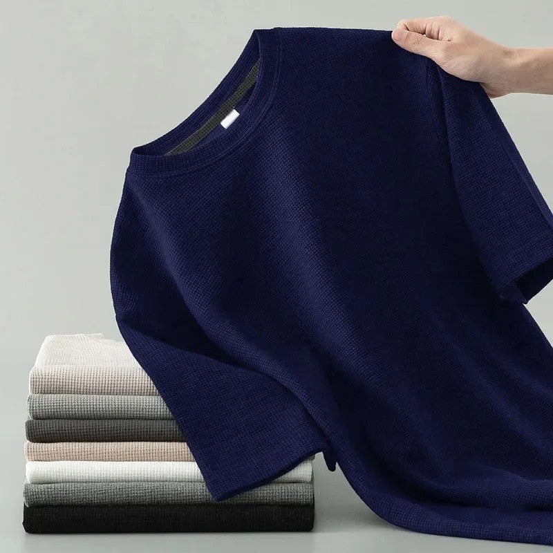 Waffle Knit Relaxed Crewneck T-Shirt
