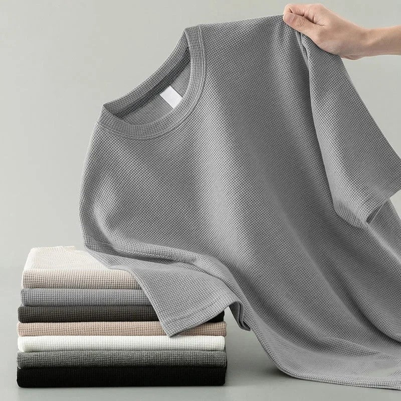 Waffle Knit Relaxed Crewneck T-Shirt
