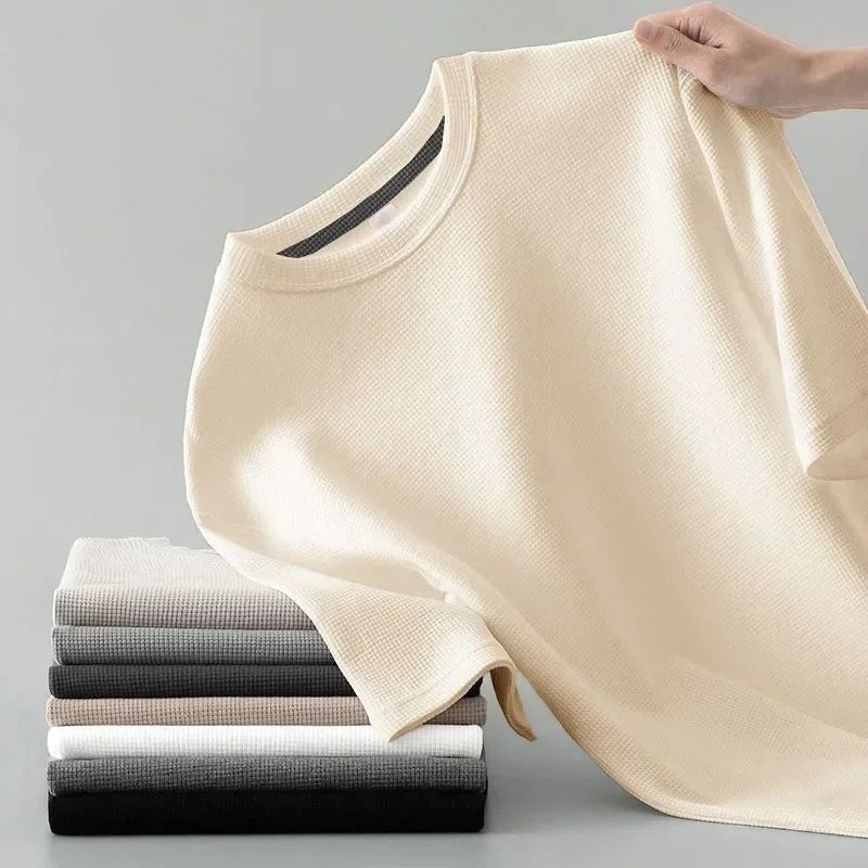 Waffle Knit Relaxed Crewneck T-Shirt