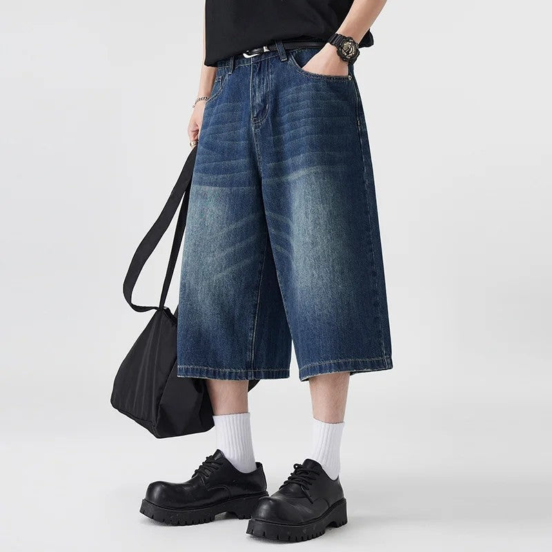Wide-Leg Relaxed Fit Denim Shorts