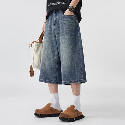 Wide Leg Relaxed Fit Denim Shorts