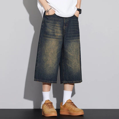 Wide Leg Relaxed Fit Denim Shorts