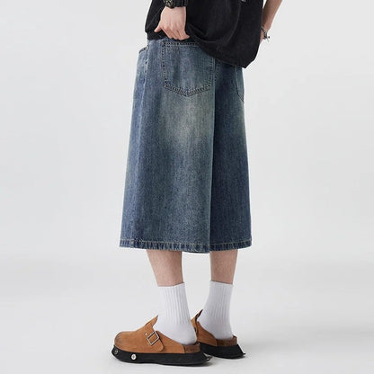 Wide Leg Relaxed Fit Denim Shorts