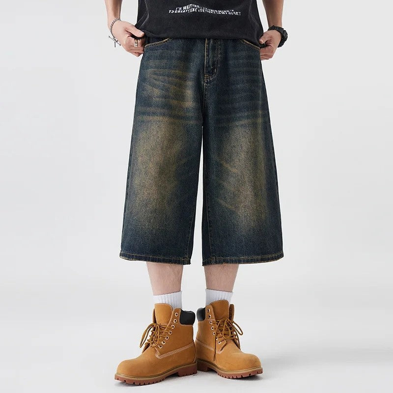 Wide Leg Relaxed Fit Denim Shorts