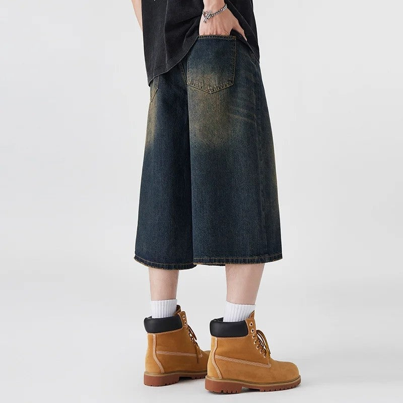 Wide Leg Relaxed Fit Denim Shorts