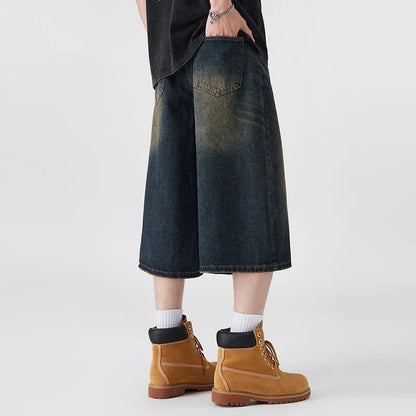 Wide Leg Relaxed Fit Denim Shorts