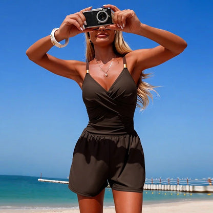 Wrap Front Adjustable Strap Swimsuit